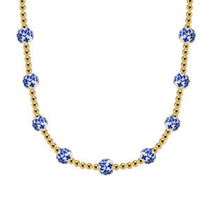 Orchid Gold Filled Beaded Necklace with Porcelain