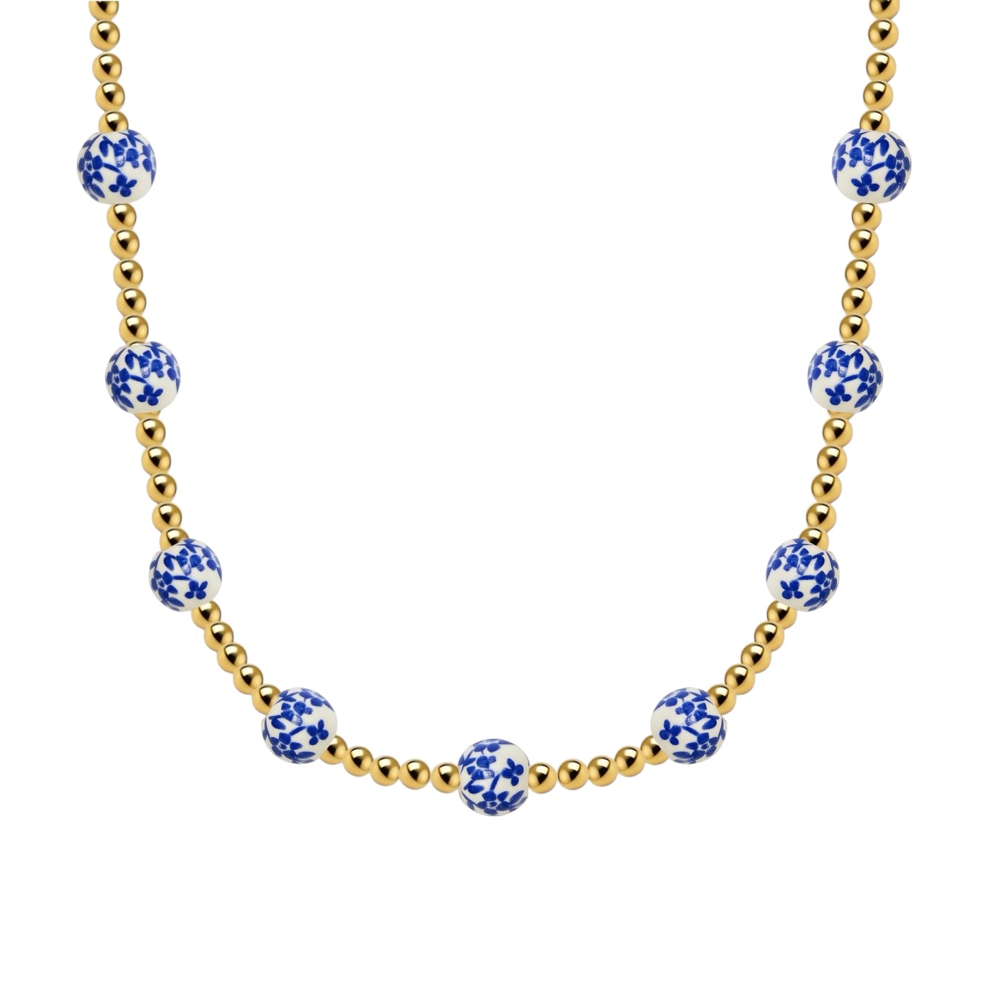 Orchid Gold Filled Beaded Necklace with Porcelain