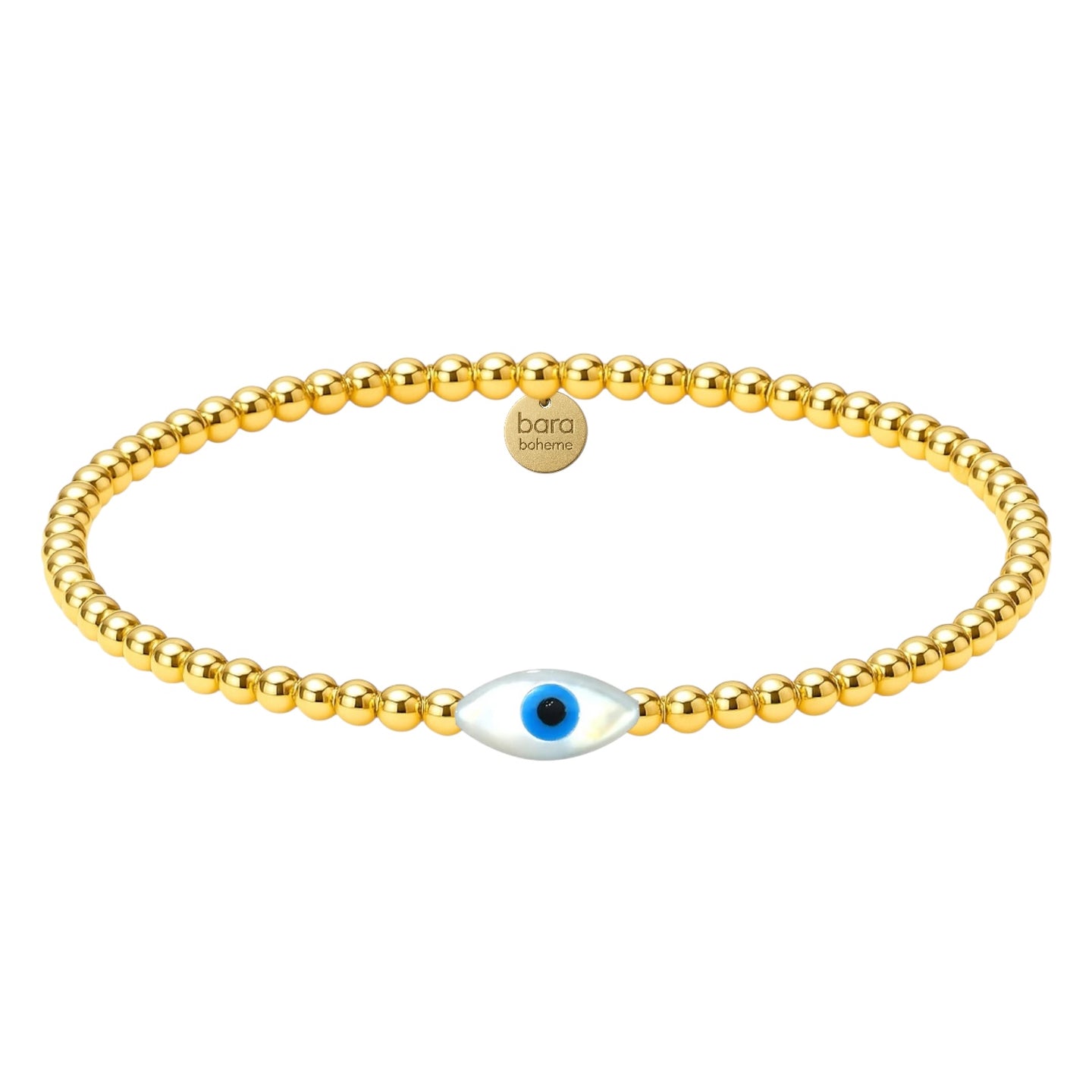 Oval Evil Eye Gold Filled Beaded Bracelet