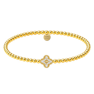 Pave Clover Connector | Beaded Charm Bracelet