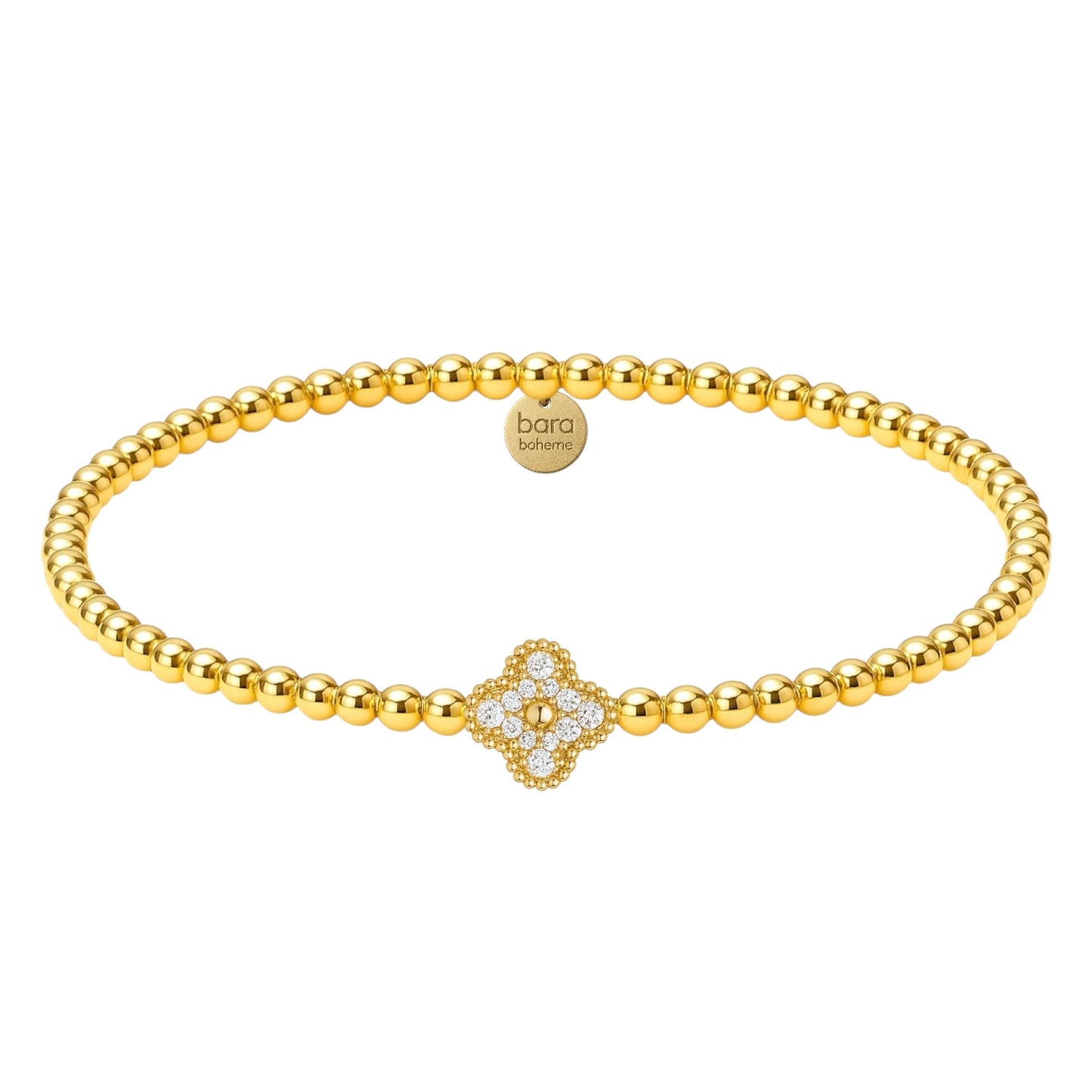 Pave Clover Connector | Beaded Charm Bracelet