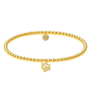 Paw Charm Gold Filled Beaded Bracelet