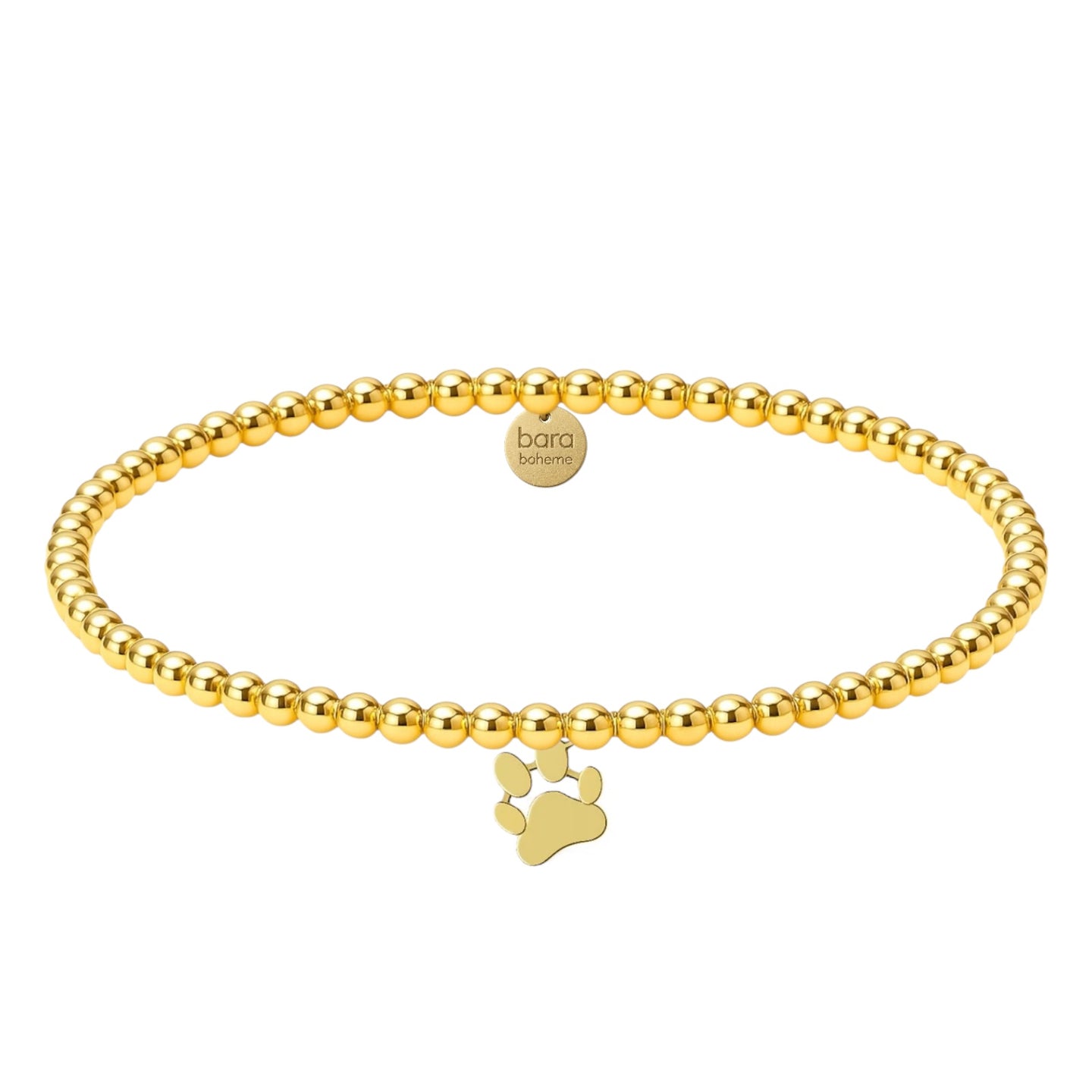 Paw Charm Gold Filled Beaded Bracelet