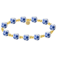 Peach Blossom Gold Filled Beaded Bracelet with Porcelain