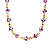 Peach Blossom Gold Filled Beaded Necklace with Porcelain