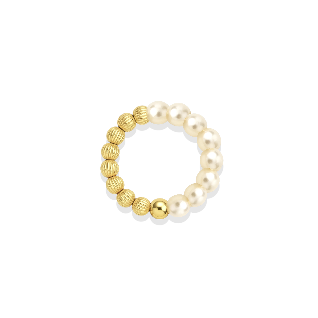 Penelope | Beaded Stretchy Ring with Pearls