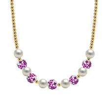 Peony Gold Filled Beaded Necklace with Porcelain