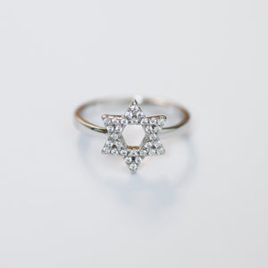 "STAR OF DAVID PAVE" CZ Ring