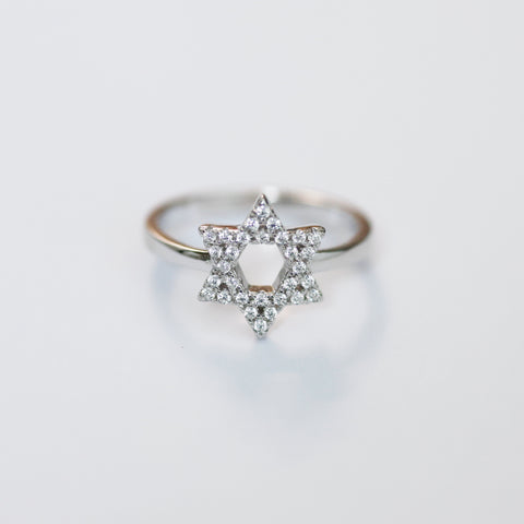 "STAR OF DAVID PAVE" CZ Ring