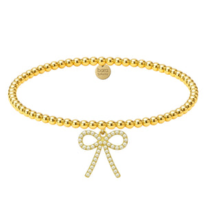 Pearl Bow Charm | Gold Filled Beaded Bracelet