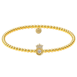 Crystal Crown Charm | Gold Filled Beaded Bracelet