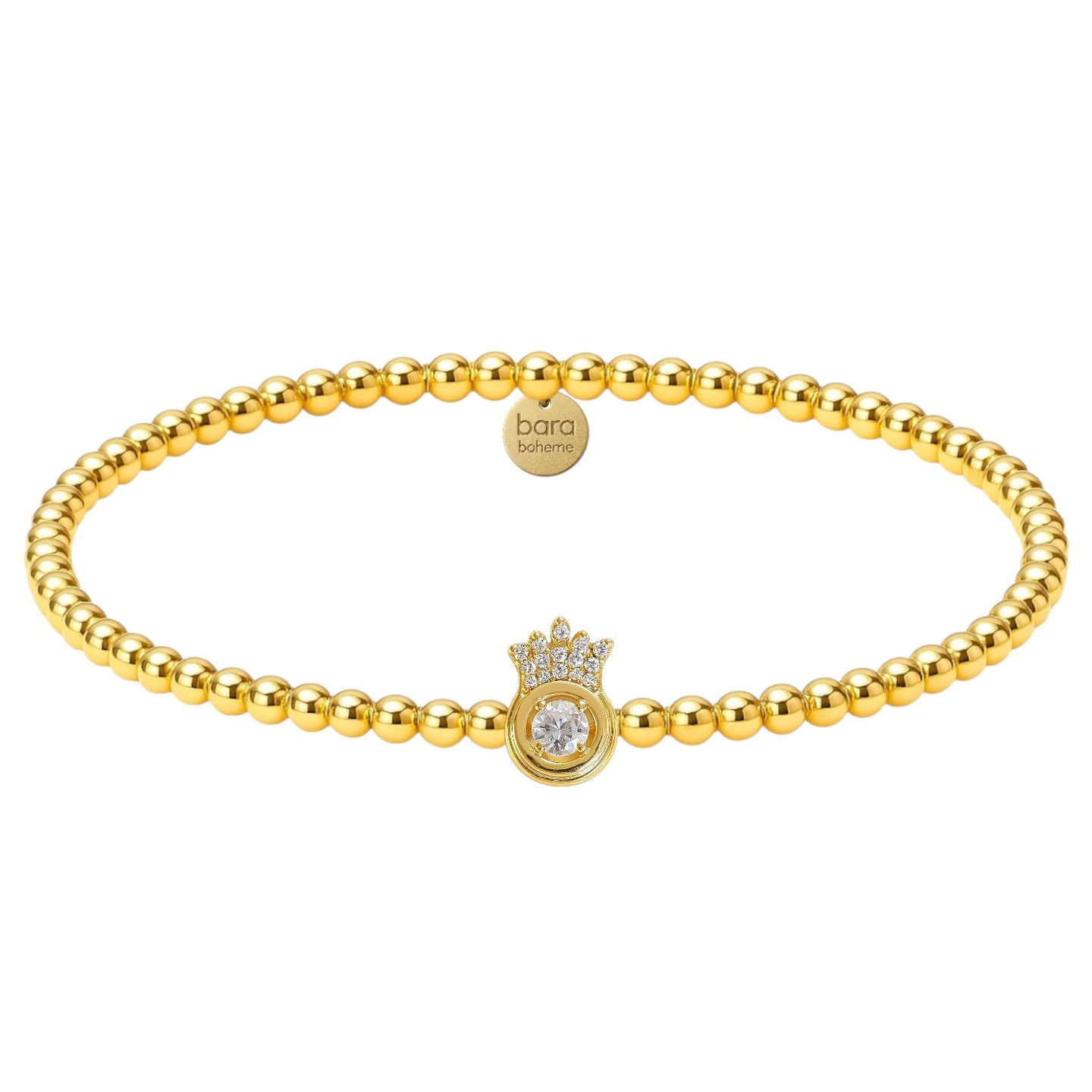 Crystal Crown Charm | Gold Filled Beaded Bracelet
