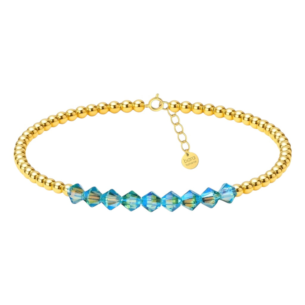 Crystal Bar | Gold Filled Beaded Anklet