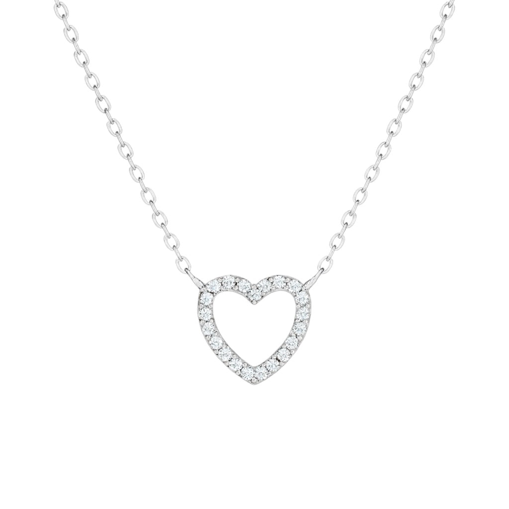 Open Heart Small | Pave Necklace