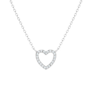 Open Heart Small | Pave Necklace