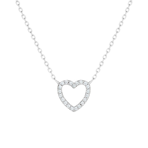Open Heart Small | Pave Necklace