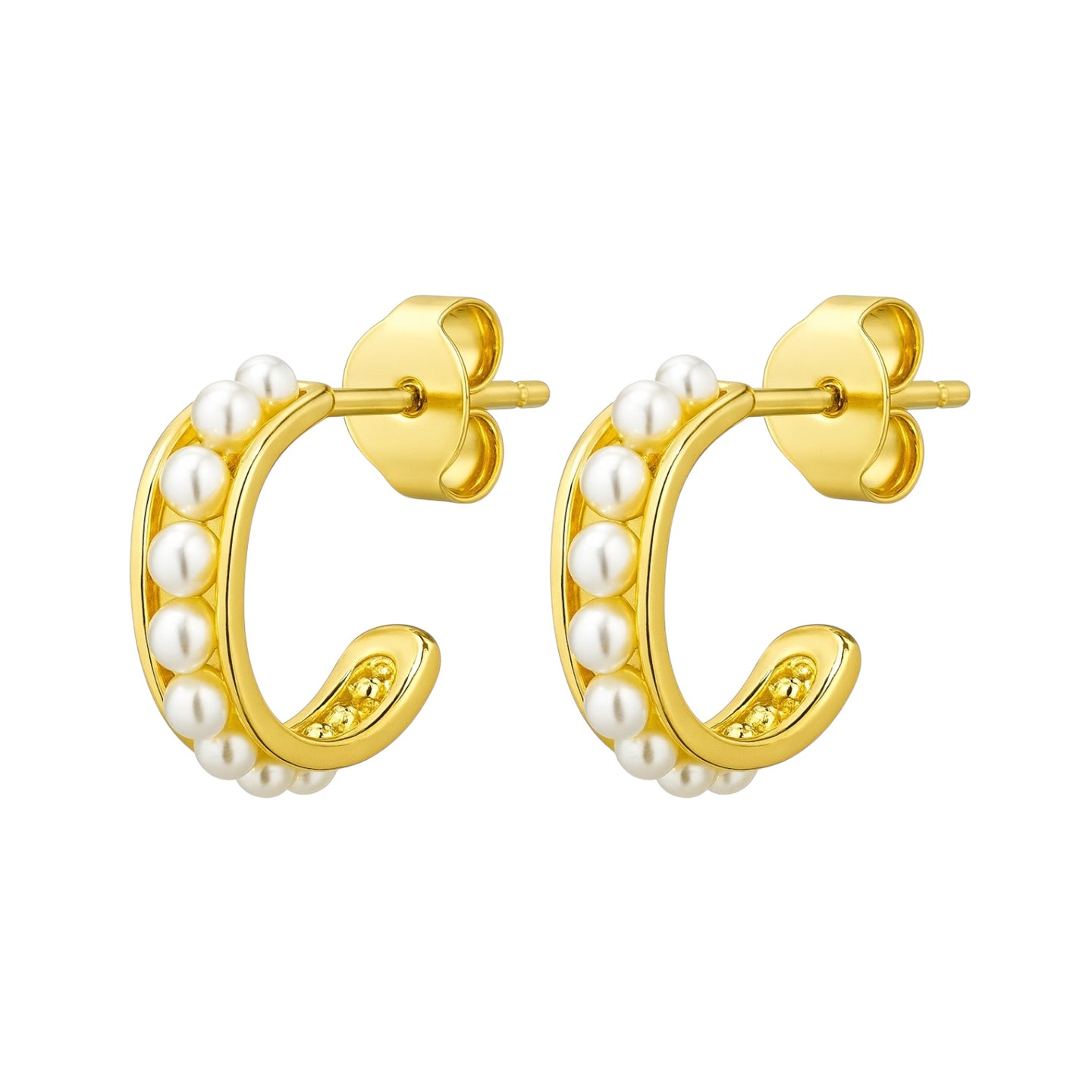 Vivian | Pearl Hoop Hugger Earrings