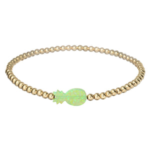 Kids Bracelet | "Pineapple" Opal Charm with Tarnish-Free Ball Beads