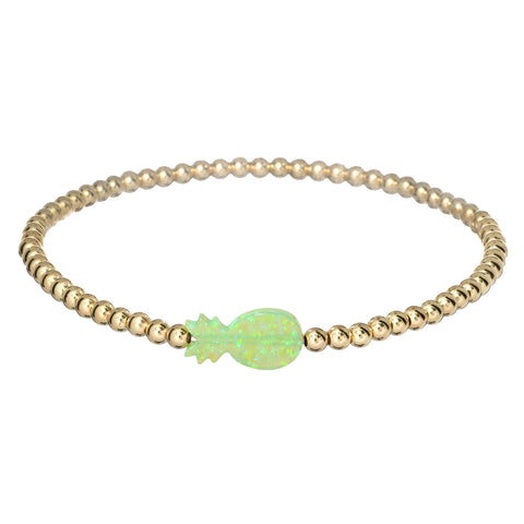 Kids Bracelet | "Pineapple" Opal Charm with Tarnish-Free Ball Beads