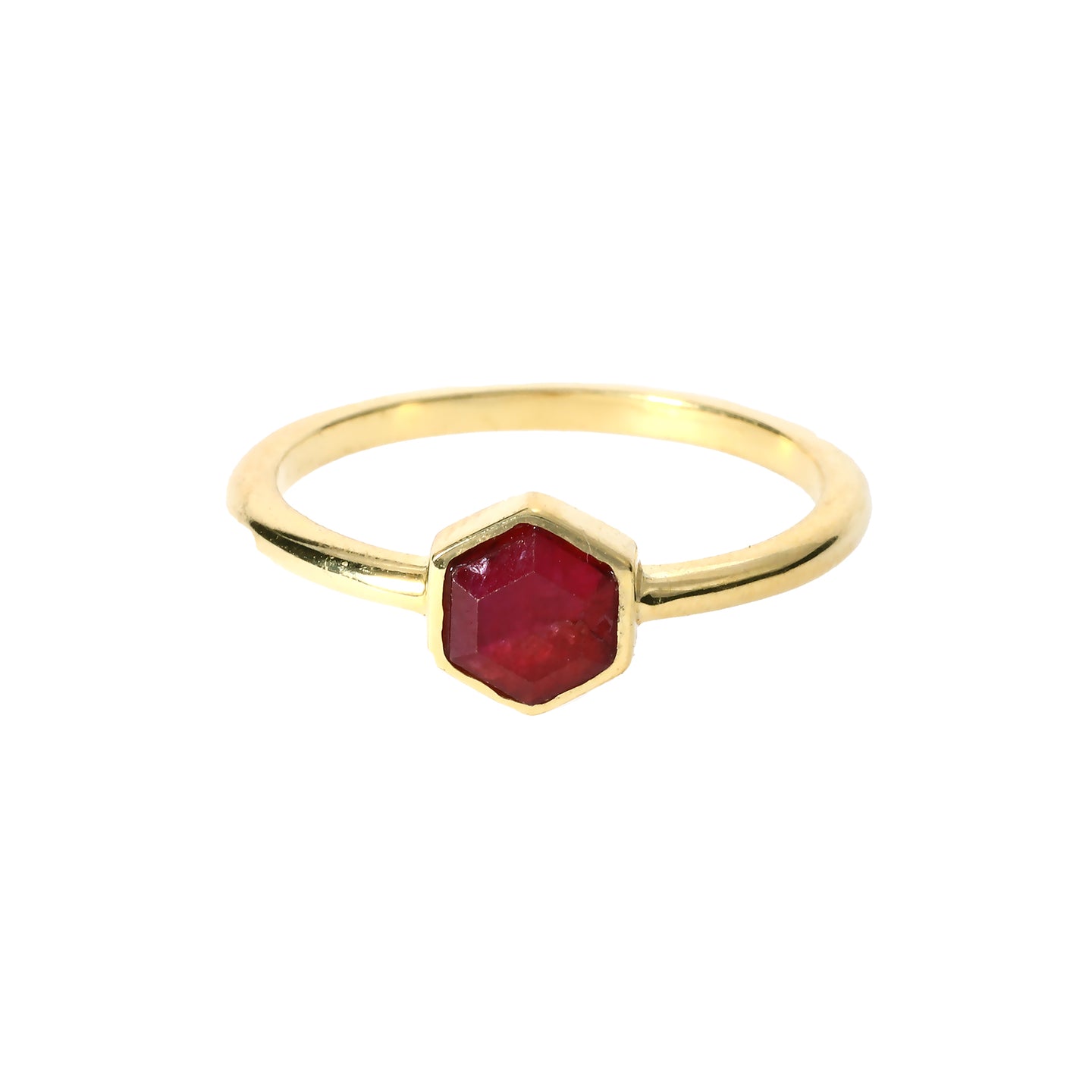 RUBY Gemstone Hexagon Ring