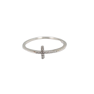 "PSALM" Dainty Cross with Cubic Zirconia Ring