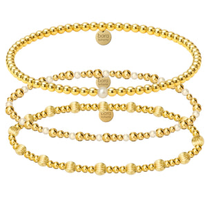 Santorini Gold Filled Beaded Bracelet Stack