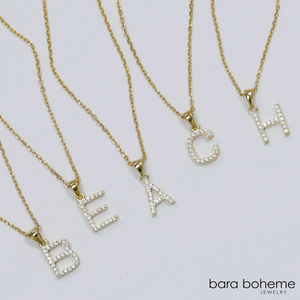 bara boheme | "INITIALS" Gold Plated CZ Necklace