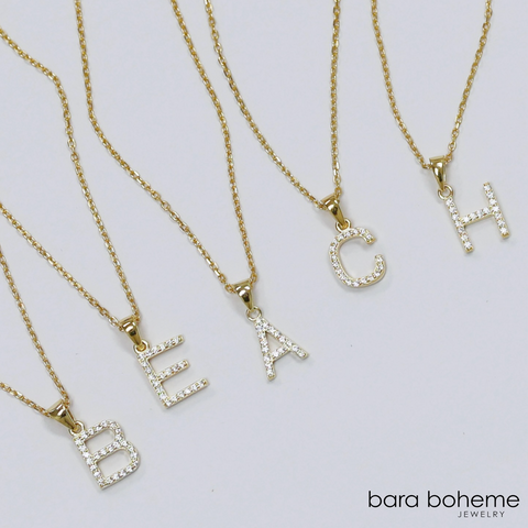 bara boheme | "INITIALS" Gold Plated CZ Necklace