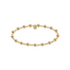 Gold beaded bracelet on a white background