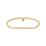 Gold beaded bracelet with a bar design on a white background