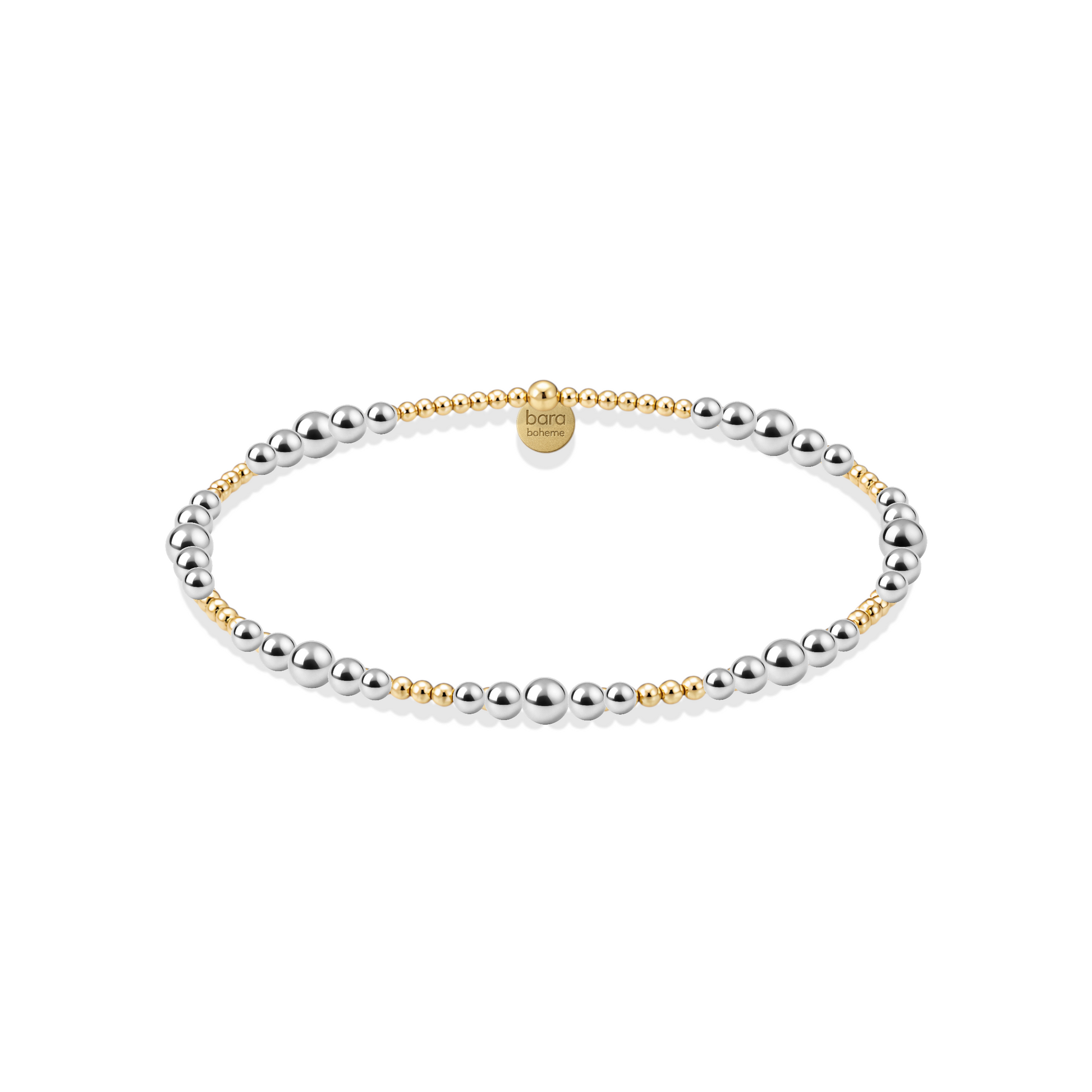 Two-tone beaded bracelet on a white background
