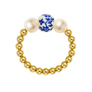 Single Porcelain | Beaded Stretchy Ring
