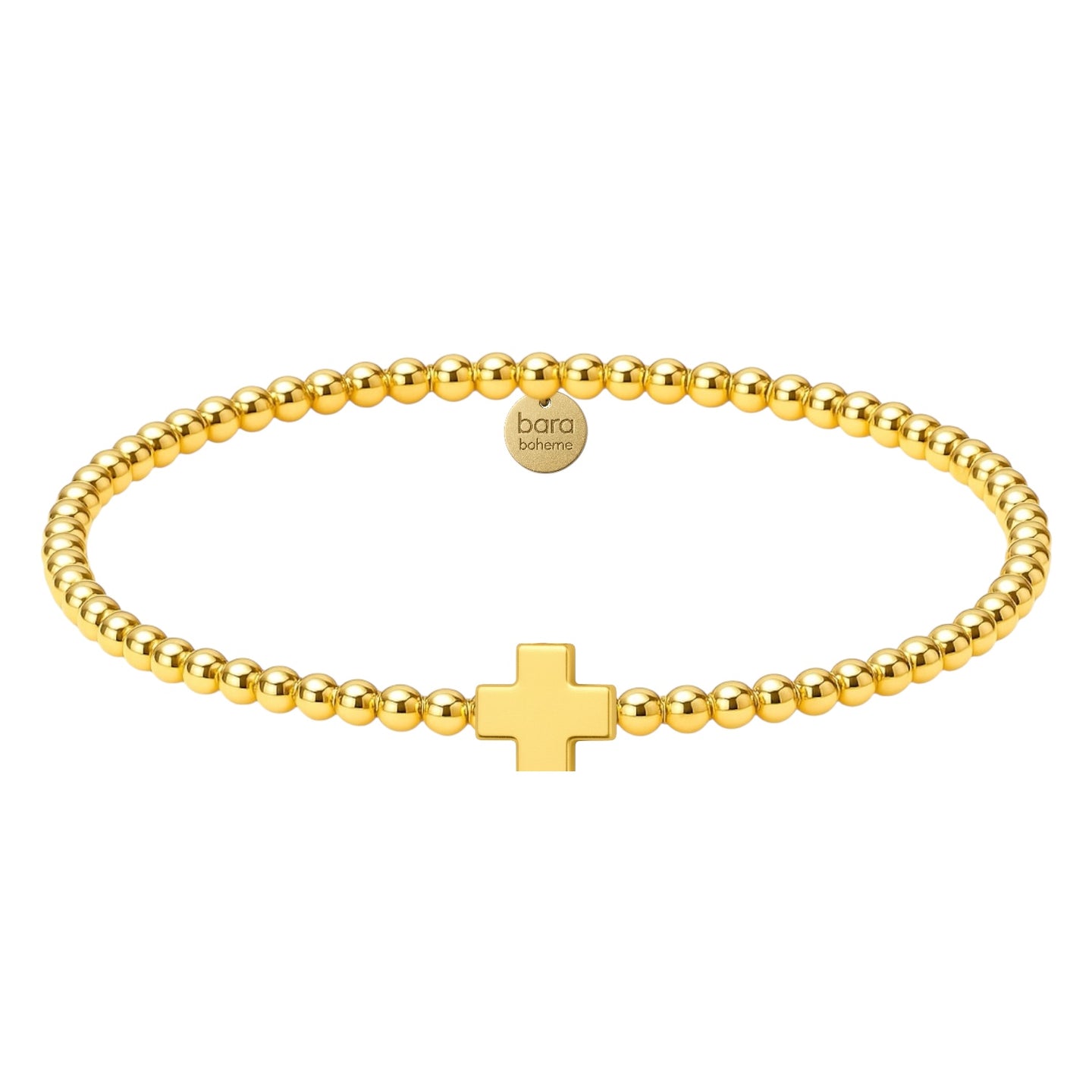 Small Cross Charm Gold Filled Beaded Bracelet