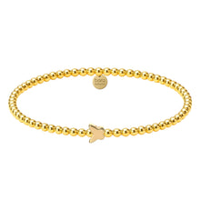 Solid Butterfly Charm Gold Filled Beaded Bracelet