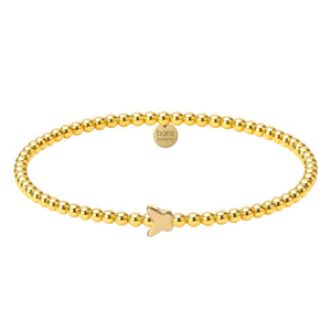 Solid Butterfly Charm Gold Filled Beaded Bracelet