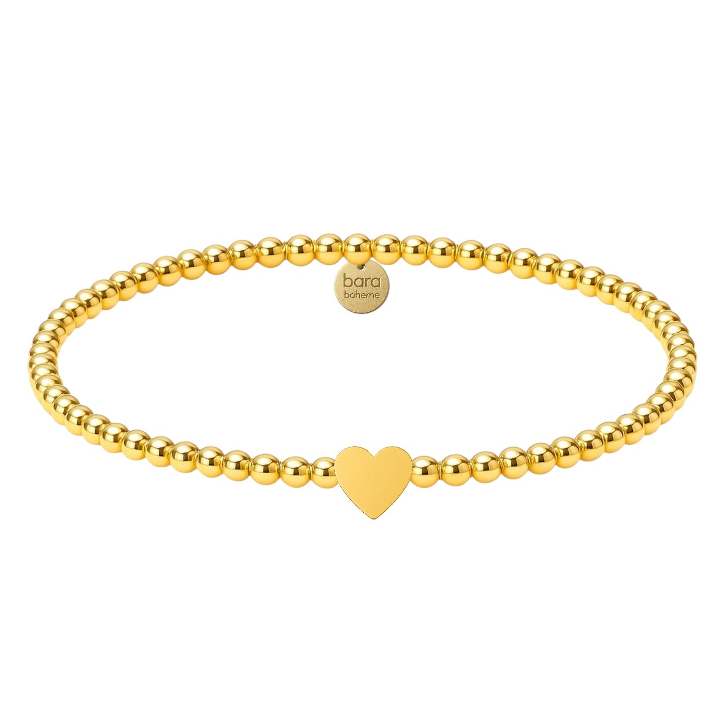 Solid Heart Charm Gold Filled Beaded Bracelet