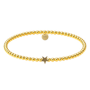 Solid Star Charm Gold Filled Beaded Bracelet