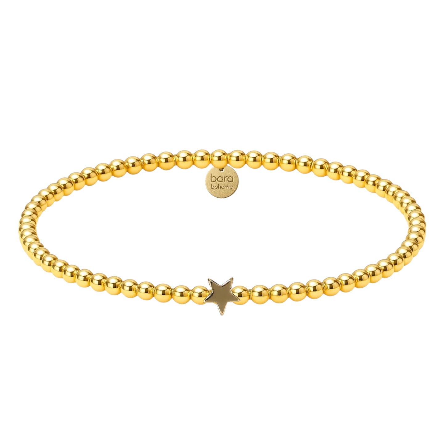 Solid Star Charm Gold Filled Beaded Bracelet