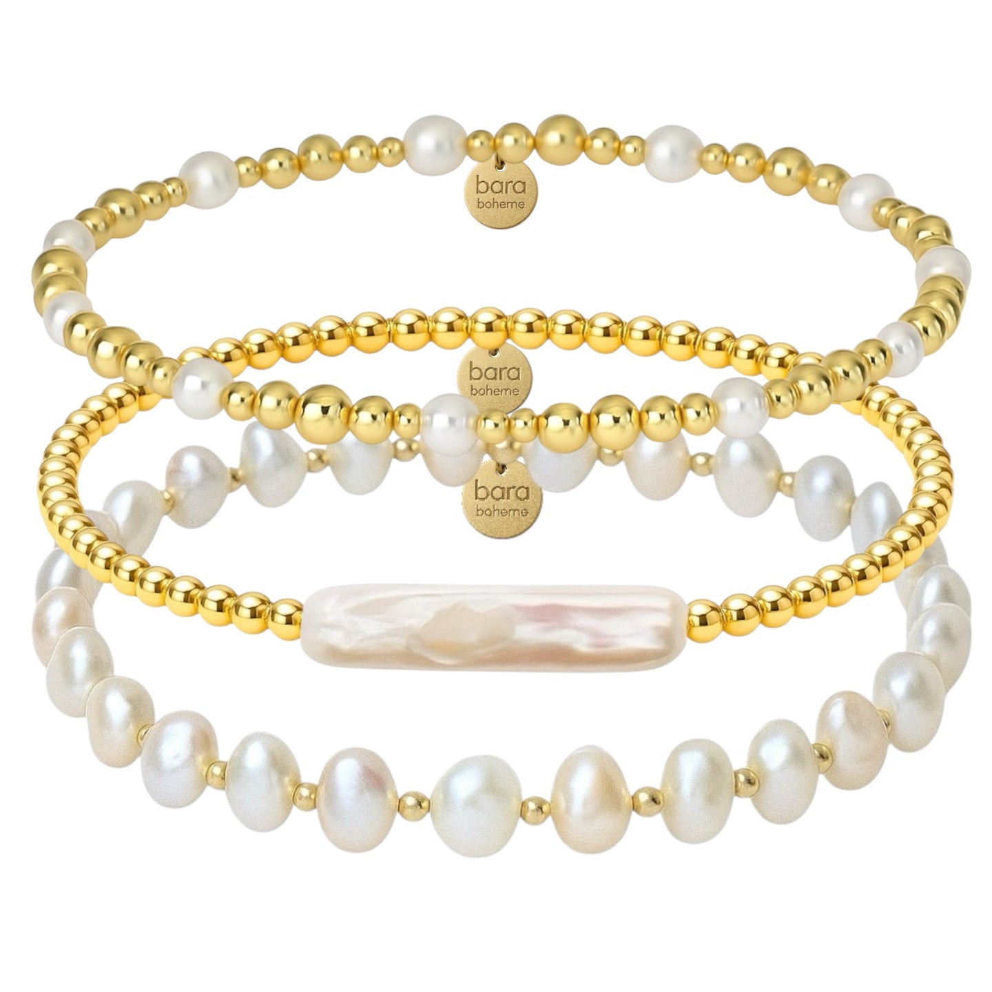  Gold Filled Beaded Bracelet Stack