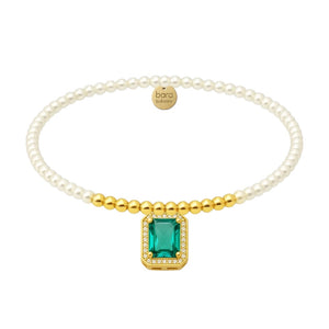Teresa + Aqua Baguette | Gold Filled Beaded Bracelet