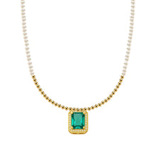 Teresa + Aqua Baguette Gold Filled Beaded Necklace