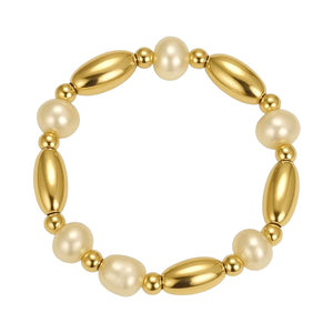 Terri Beaded Stretchy Ring with Pearls