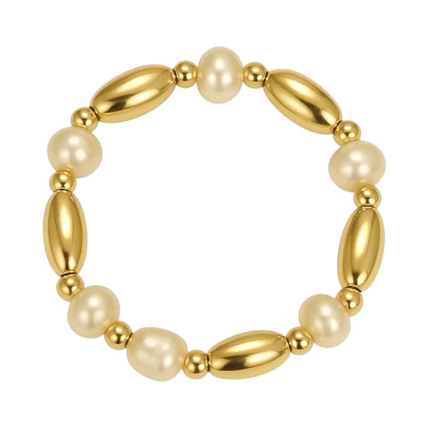 Terri Beaded Stretchy Ring with Pearls