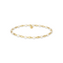 Gold beaded bracelet with pearls on a white background