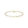 Gold beaded bracelet with pearls on a white background