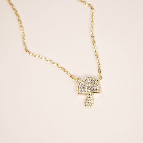 Mushroom Pave CZ Necklace