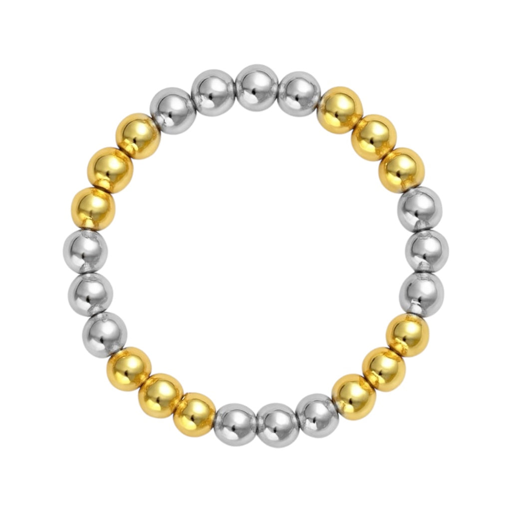 Triple 2Tone 3MM | Beaded Stretchy Ring