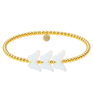 Triple Butterfly Beaded Opal Bracelet