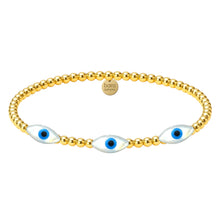 Triple Evil Eye Beaded Opal Bracelet