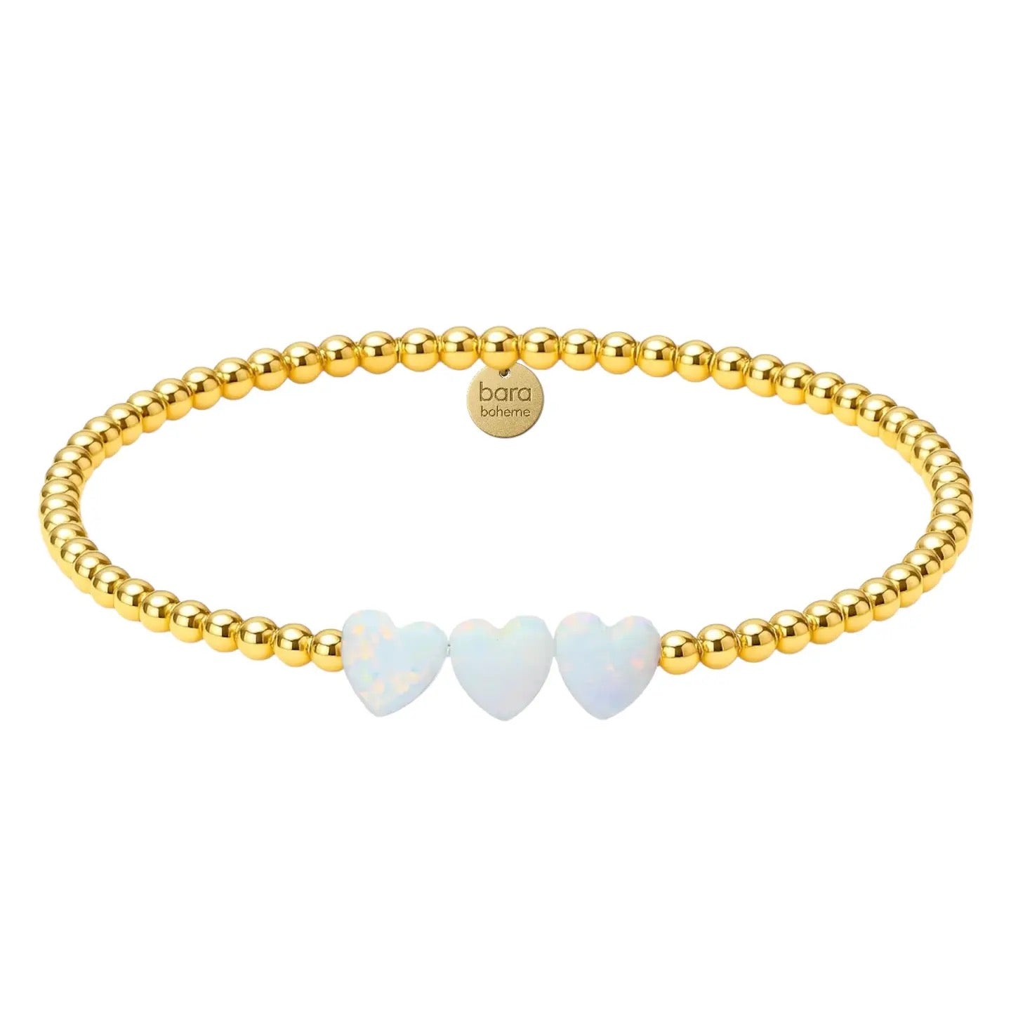 Triple Heart Opal | Gold Filled Beaded Bracelet